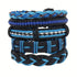 5 Pcs Men's PU Leather Hand Woven Multi-Layer Braided Blue Wristband Bracelets